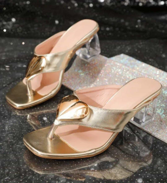 Gold heeled slippers