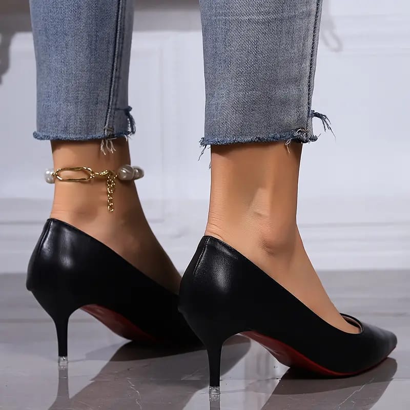 black heeled shoes