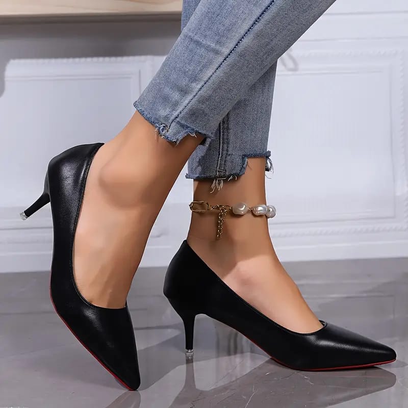 black heeled shoes