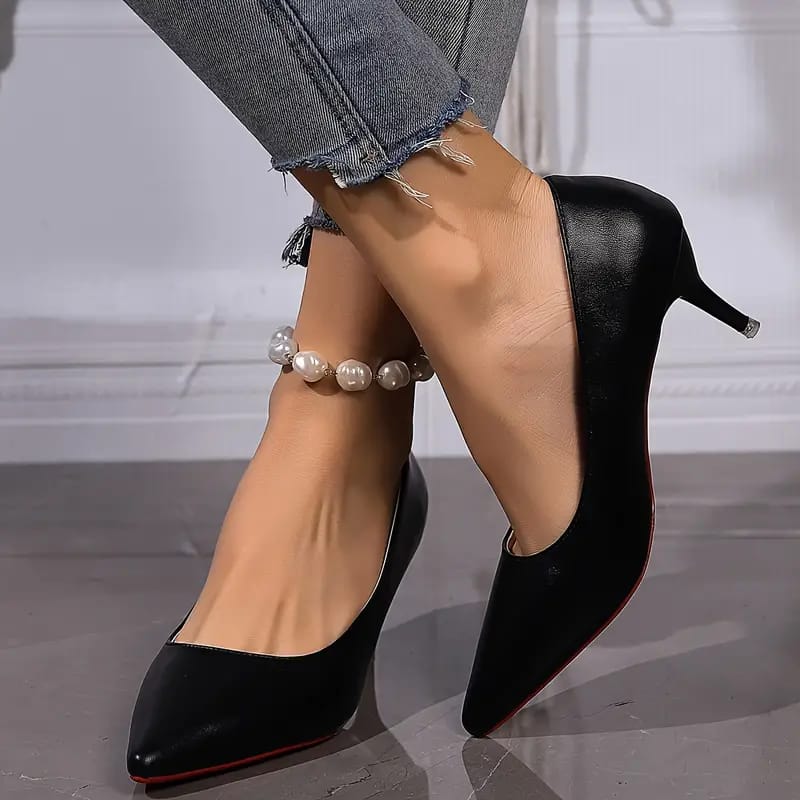 black heeled shoes