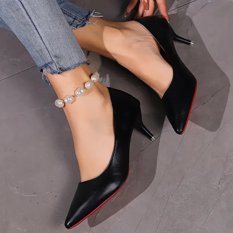 black heeled shoes