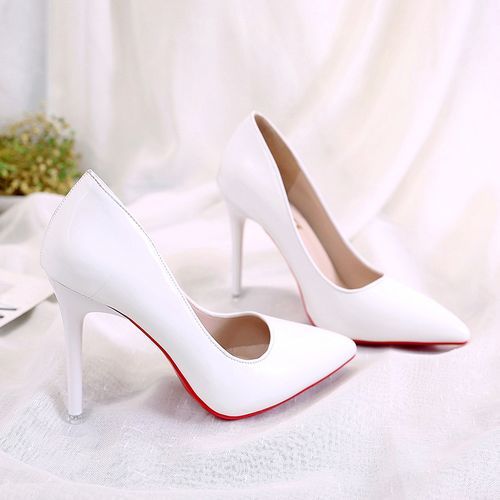 white heeled shoes