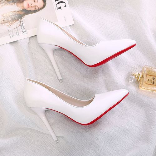 white heeled shoes