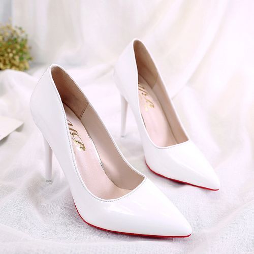 white heeled shoes