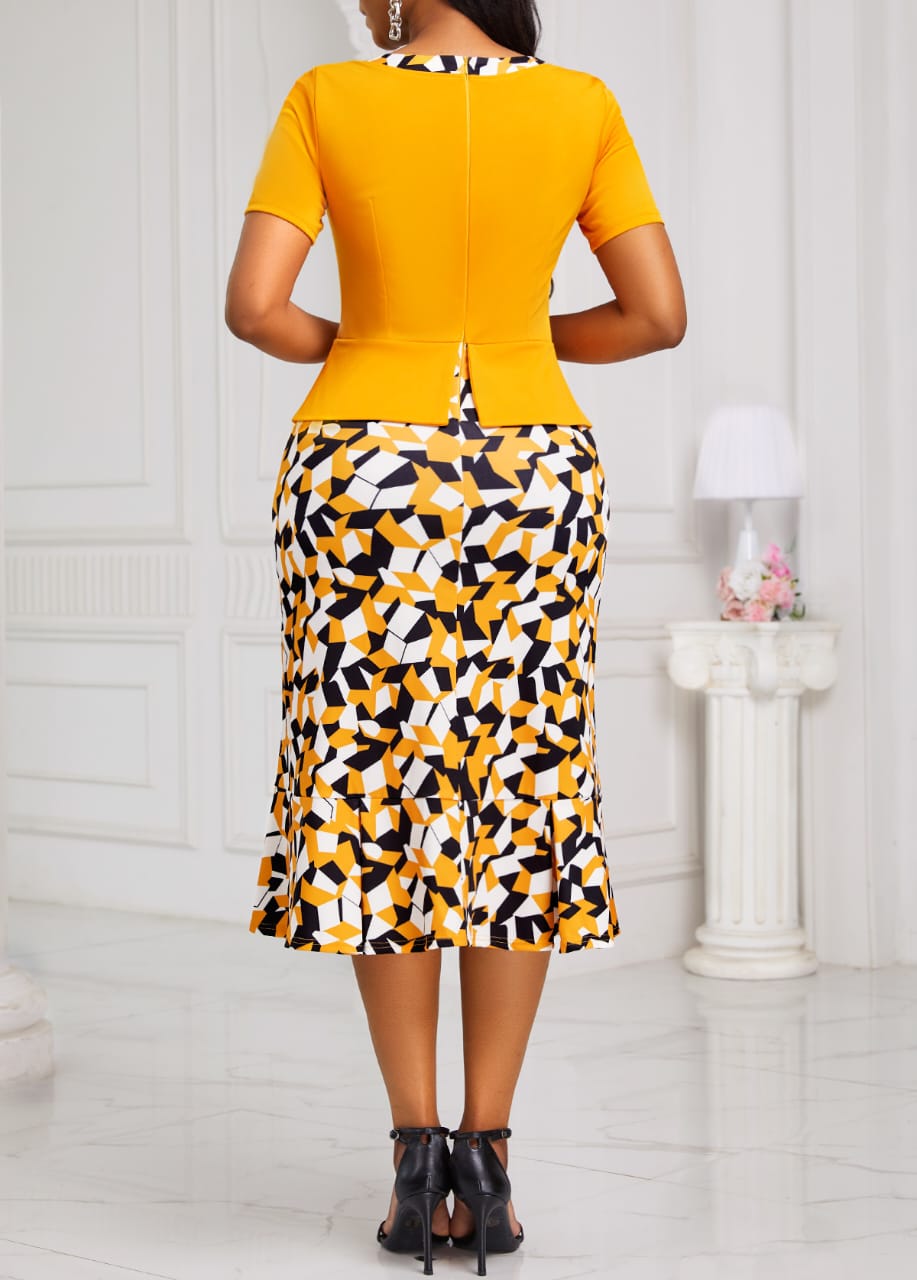 Patterned yellow dress